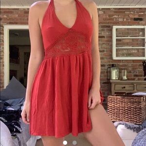 Orange summer halter dress